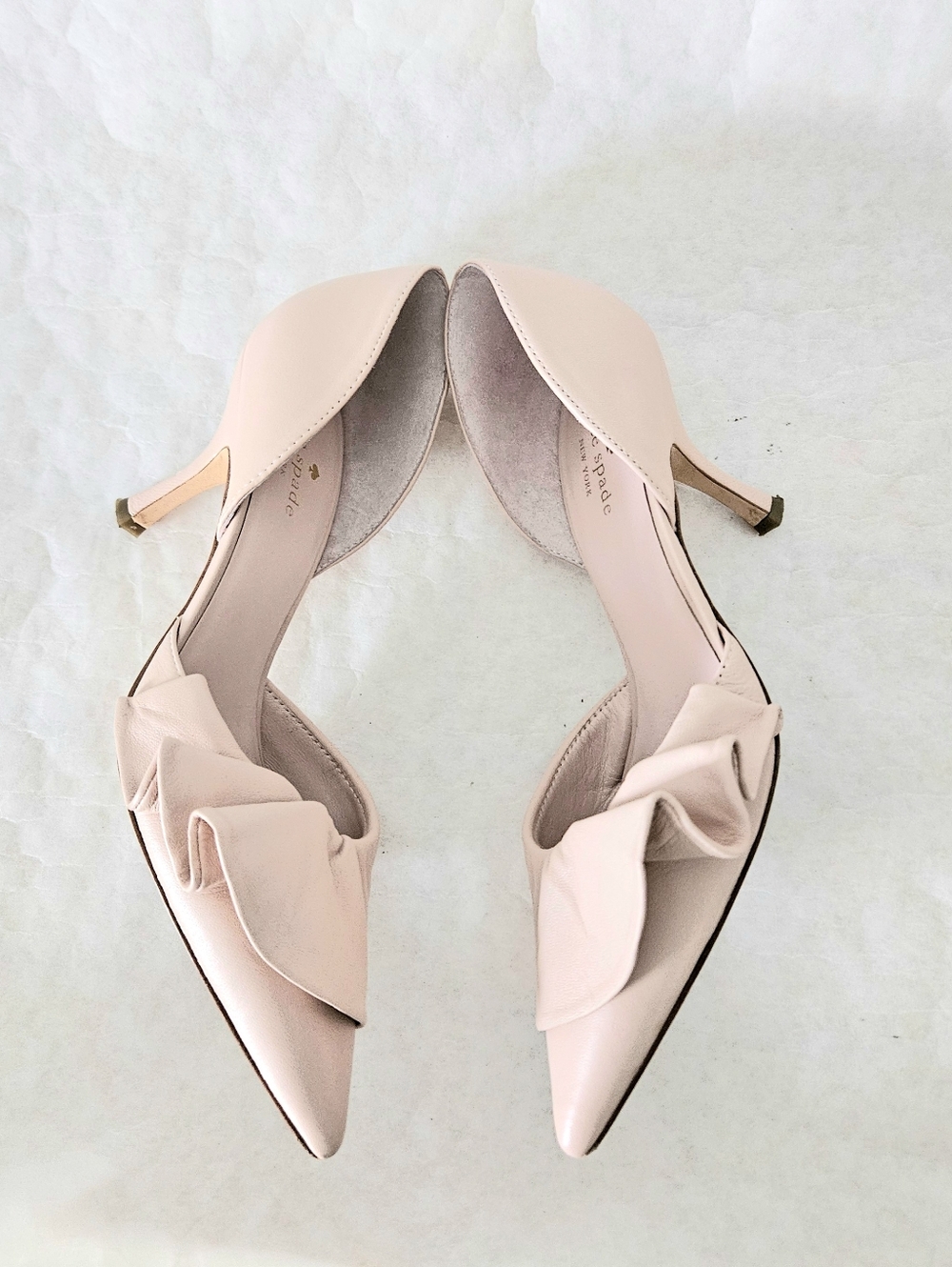 Kate Spade Ruffle Top Marseille d'Orsay Pumps Pink Leather